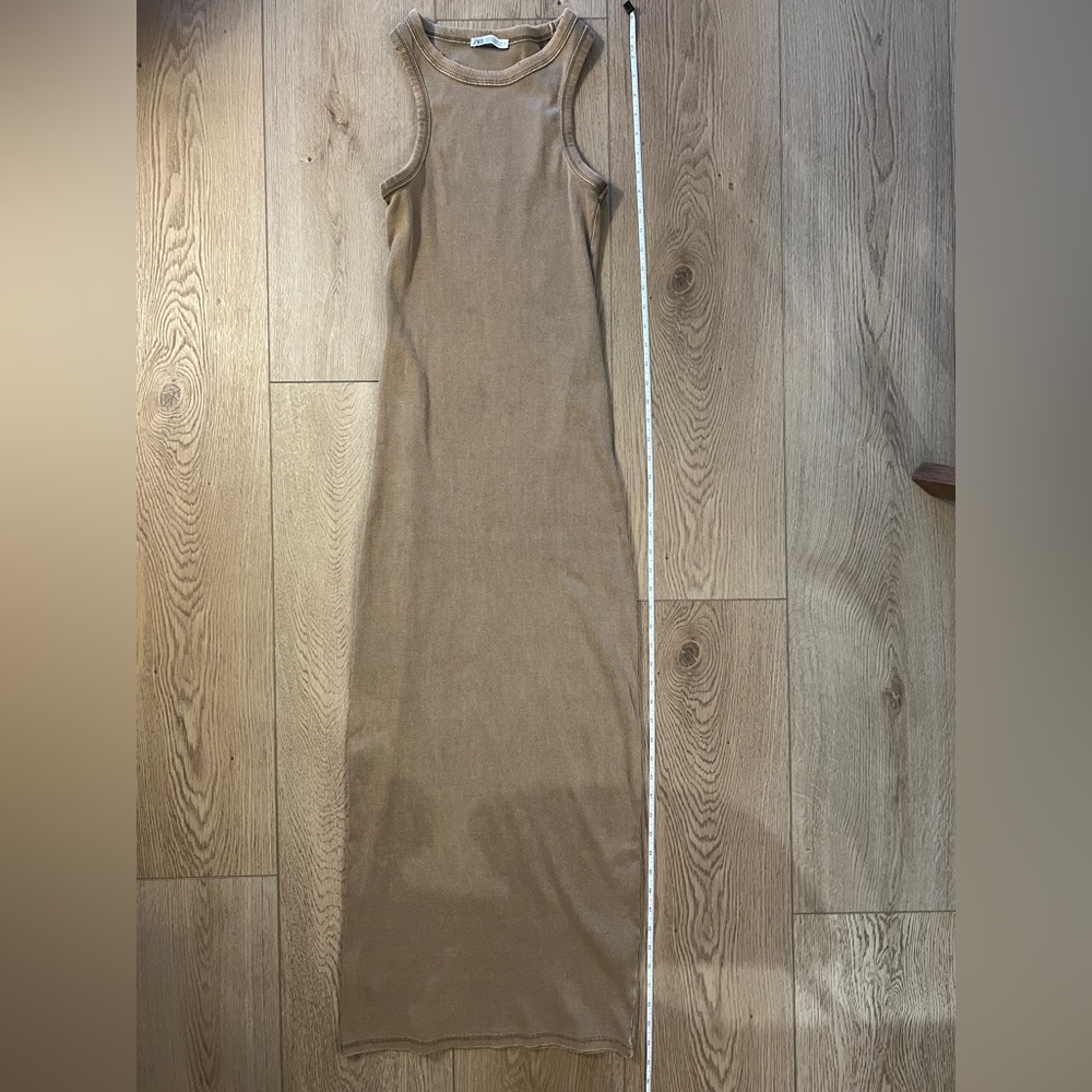 Zara Washed Effect Maxi Ribbed Dress - Picture 3 of 5